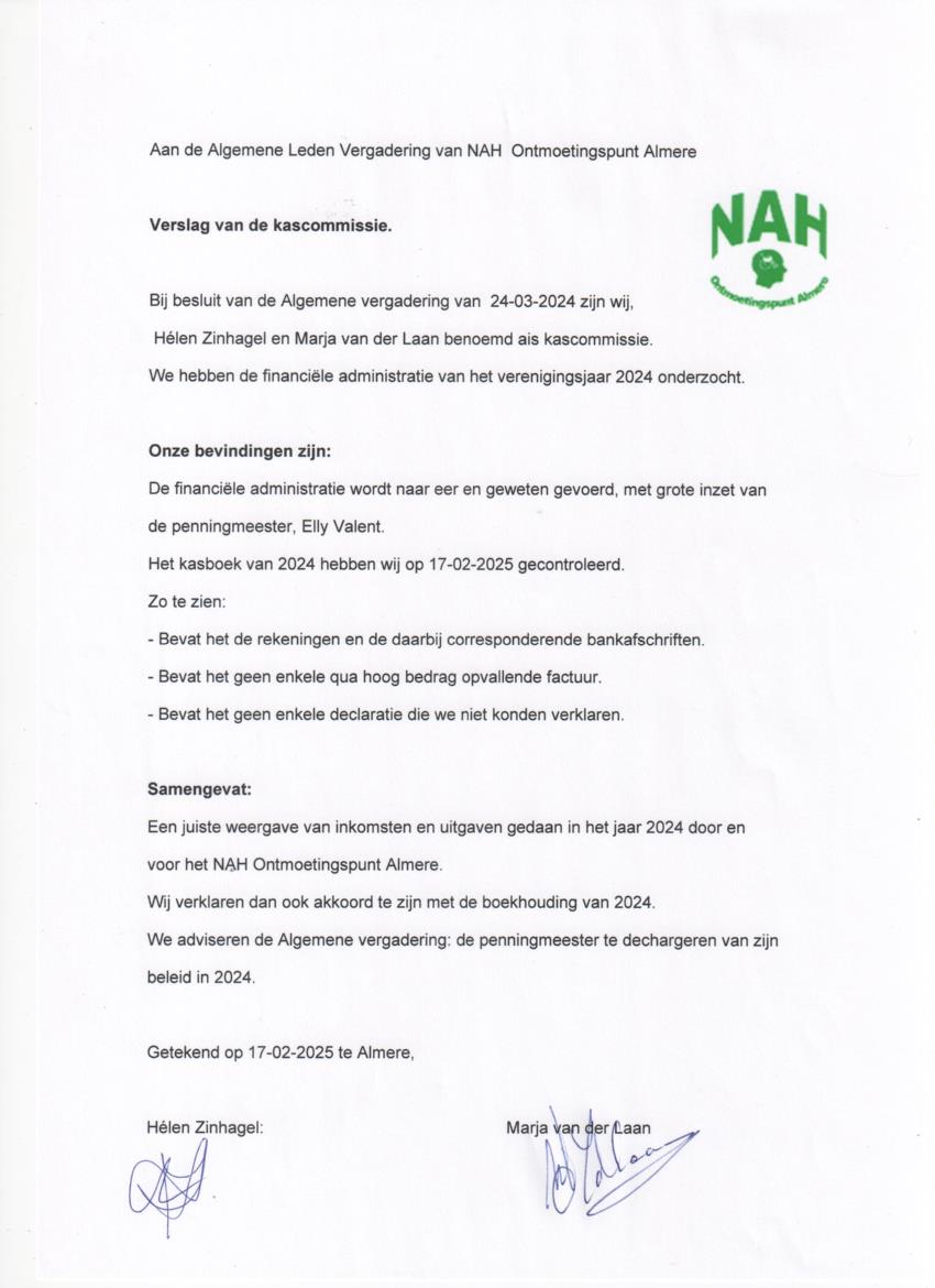 Kascontrole voor ALV 2025